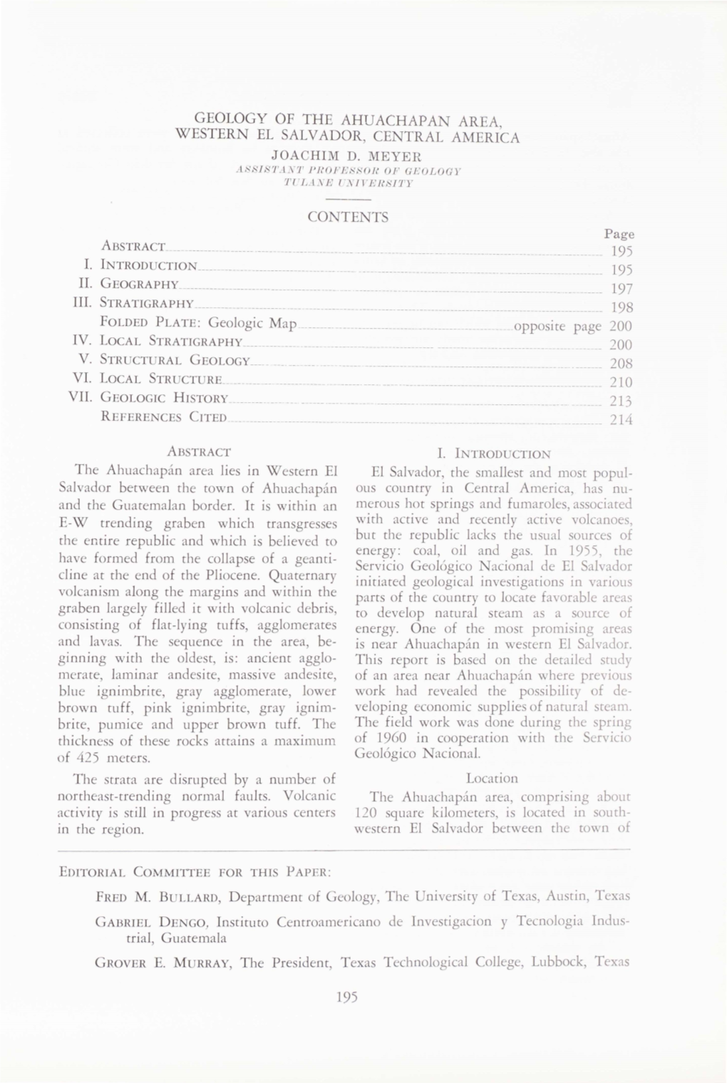 JOACHIM D. MEYER AJ;SJS'i 'C1x1' JJH OFEN80H of GEOLOGY 'L'l