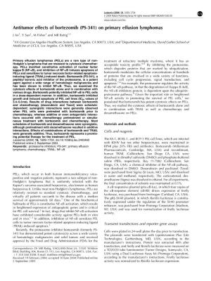 Antitumor Effects of Bortezomib (PS-341) on Primary Effusion Lymphomas