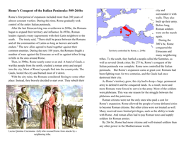 Rome's Conquest of the Italian Peninsula: 509-264Bc