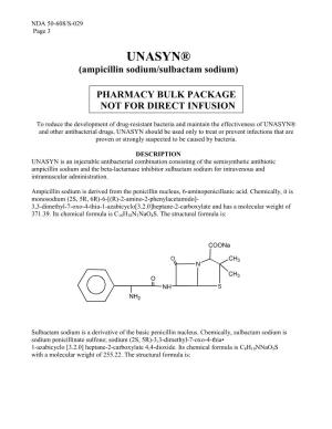UNASYN® (Ampicillin Sodium/Sulbactam Sodium)