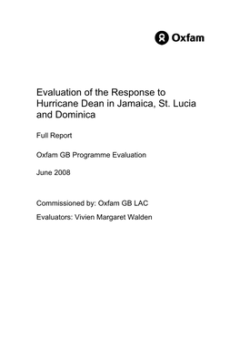 Evaluation of Response to Hurricane Dean in Three Countries of The