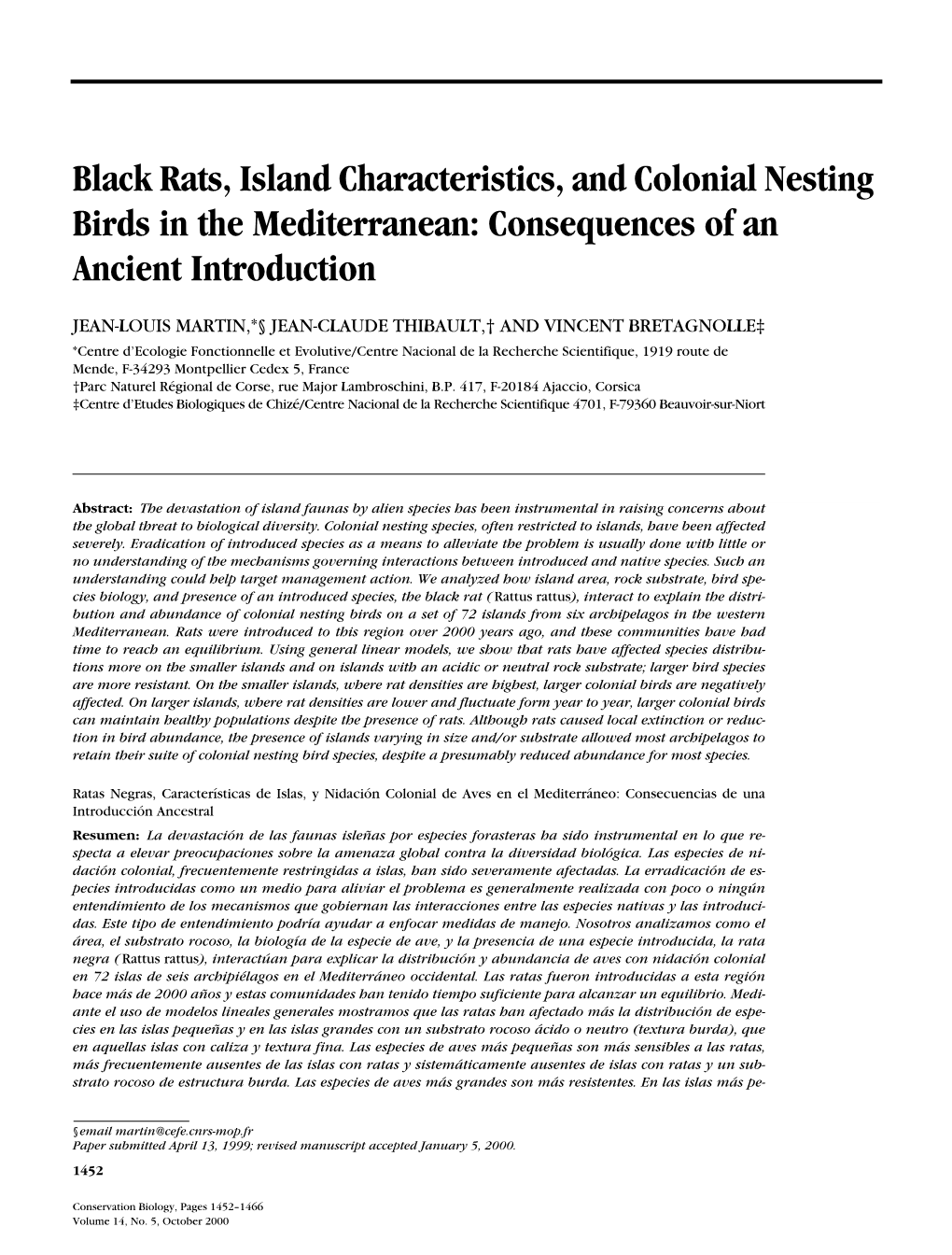 Black Rats, Island Characteristics, and Colonial Nesting Birds in the Mediterranean: Consequences of an Ancient Introduction