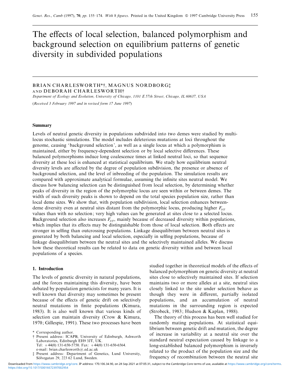 The Effects of Local Selection, Balanced Polymorphism And