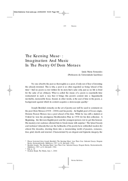 The Keening Muse1 : Imagination and Music in the Poetry of Dom Moraes