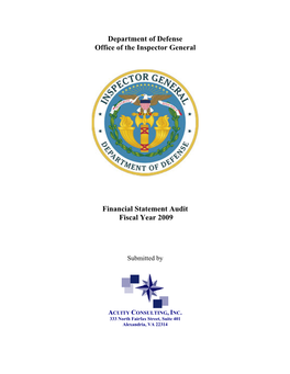 Fiscal Year 2009 Department of Defense Office of the Inspector