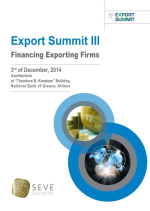 Export Summit III Financing Exporting Firms