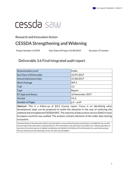 CESSDA Strengthening and Widening
