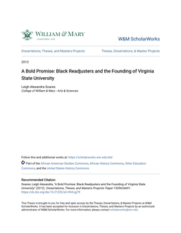 Black Readjusters and the Founding of Virginia State University