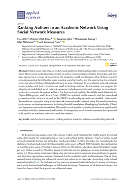 Ranking Authors in an Academic Network Using Social Network Measures