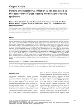 Porcine Cytomegalovirus Infection Is Not Associated to the Occurrence of Post-Weaning Multisystemic Wasting Syndrome