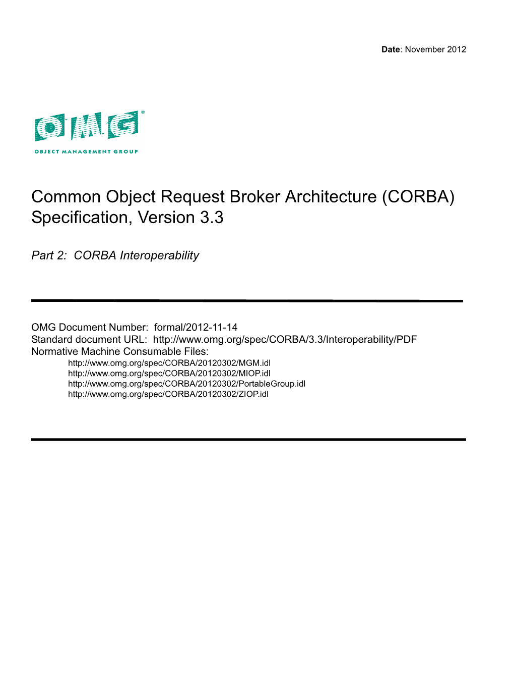 (CORBA) Specification, Version 3.3