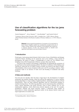 Use of Classification Algorithms for the Ice Jams Forecasting Problem
