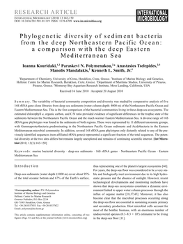 Phylogenetic Diversity of Sediment Bacteria from the Deep Northeastern Pacific Ocean: a Comparison with the Deep Eastern Mediterranean Sea
