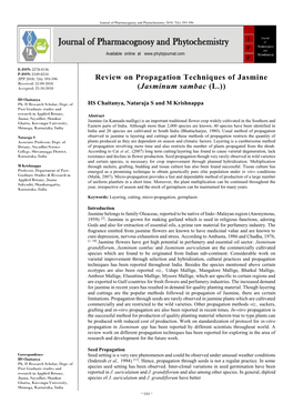 Review on Propagation Techniques of Jasmine (Jasminum Sambac (L.))