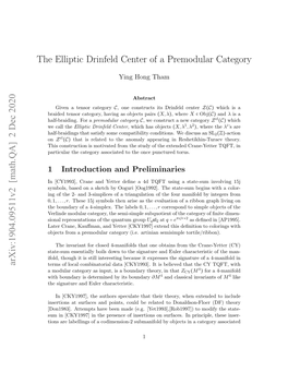 The Elliptic Drinfeld Center of a Premodular Category Arxiv