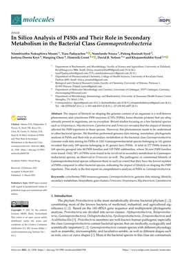 In Silico Analysis of P450s and Their Role in Secondary Metabolism in the Bacterial Class Gammaproteobacteria