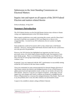 Submission to the Joint Standing Commission on Electoral Matters
