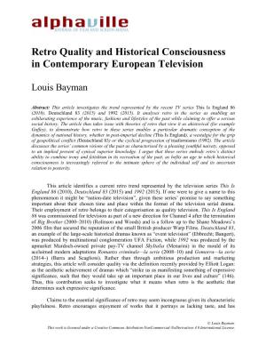 Retro Quality and Historical Consciousness in Contemporary European Television