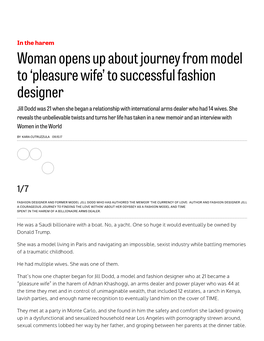 Pleasure Wife’ to Successful Fashion Designer