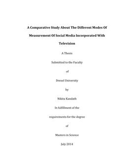 A Comparative Study About the Different Modes of Measurement of Social Media Incorporated with Television