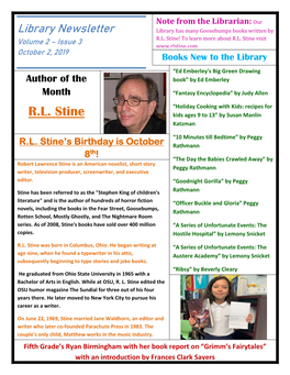 R.L. Stine! to Learn More About R.L