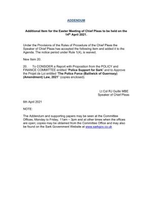 ADDENDUM Additional Item for the Easter Meeting of Chief Pleas to Be