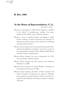 H. Res. 1088 in the House of Representatives, U