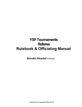 YSF Tournaments Referee Rulebook & Officiating Manual