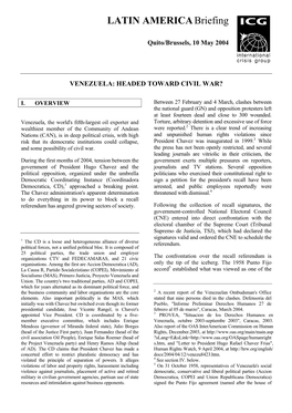 ICG Latin America Briefing, 10 May 2004 Page 2