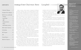 Message from Chairman Steve Langford Contents