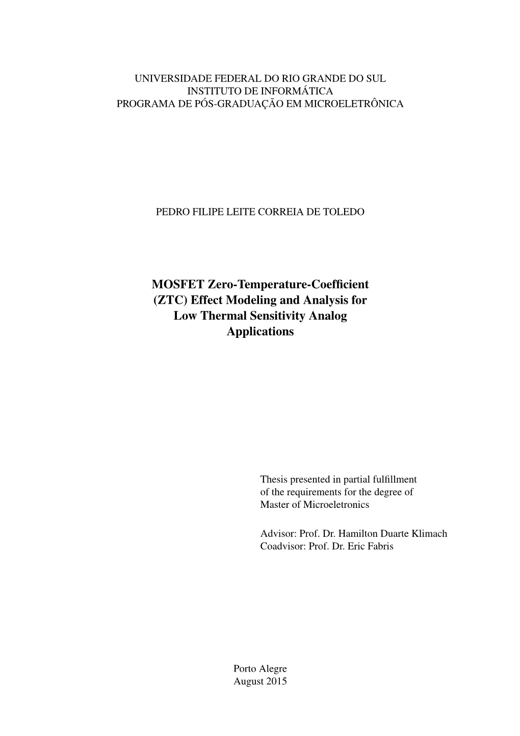 MOSFET Zero-Temperature-Coefficient (ZTC