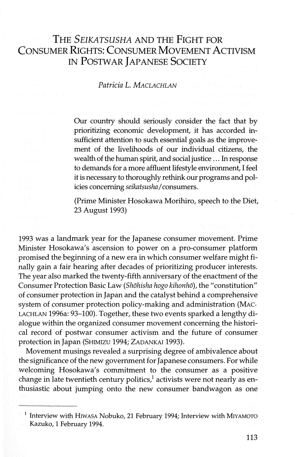 THE Selkatsusha and the FIGHT for CONSUMER RIGHTS: CONSUMER MOVEMENT ACTIVISM in POSTWAR JAPANESE SOCIETY