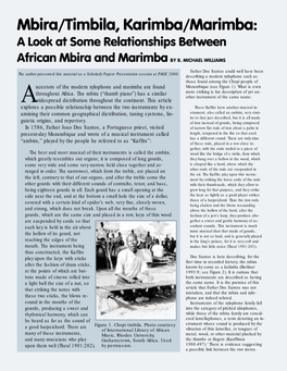 Mbira/Timbila, Karimba/Marimba: a Look at Some Relationships Between