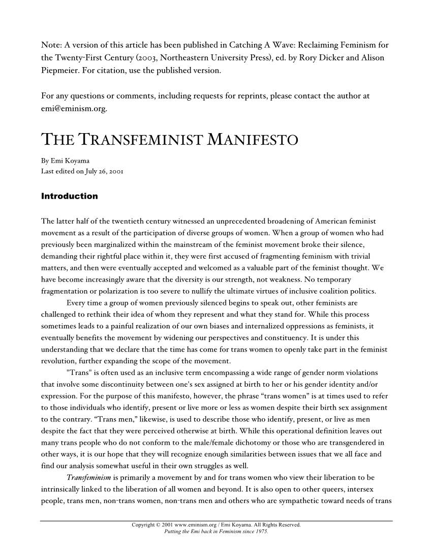 The Transfeminist Manifesto