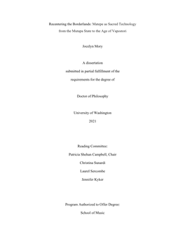 Recentering the Borderlands: Matepe As Sacred Technology from the Mutapa State to the Age of Vapostori