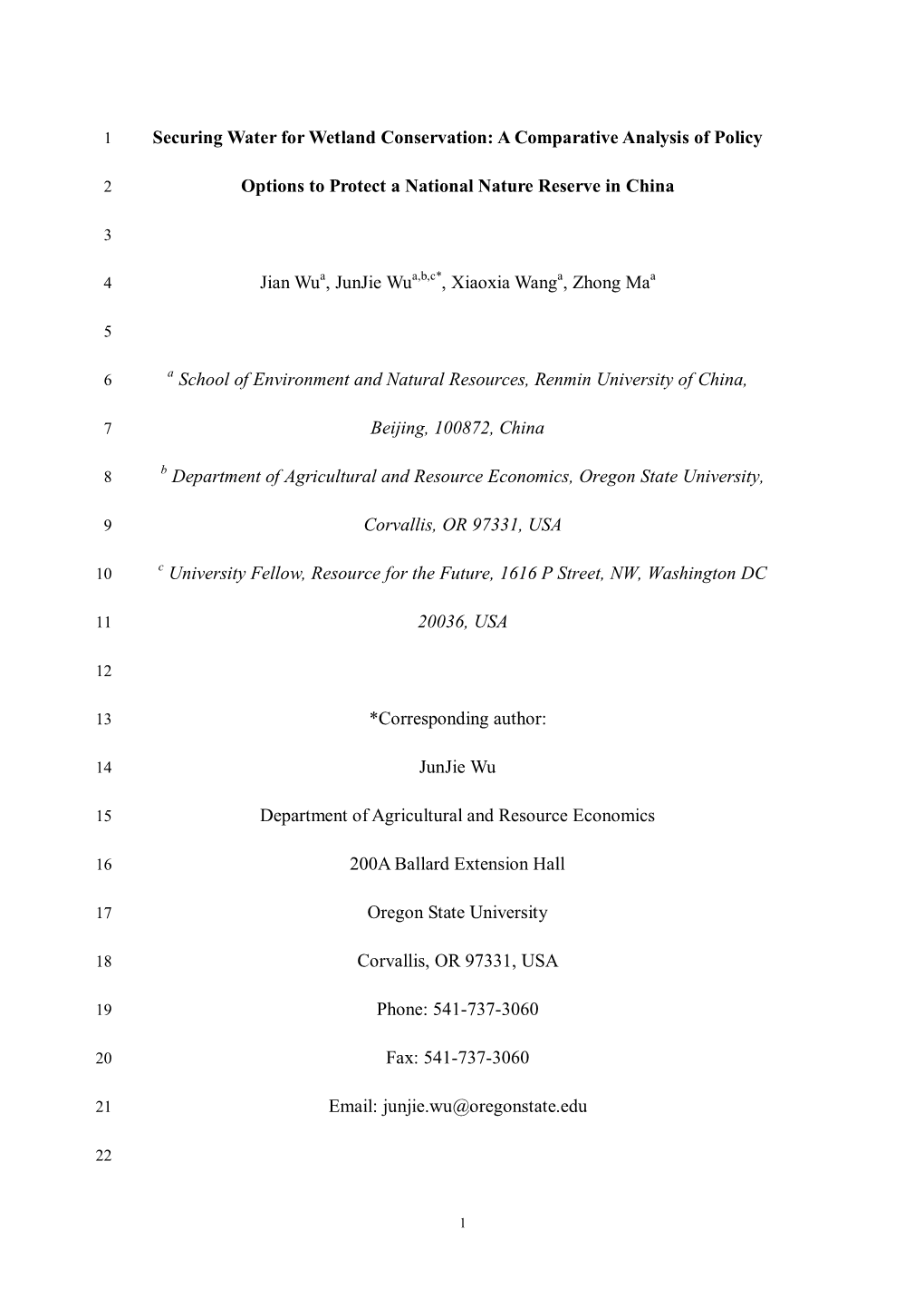 Securing Water for Wetland Conservation: a Comparative Analysis of Policy