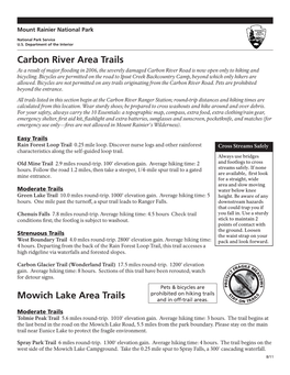 Carbon River Area Trails Mowich Lake Area Trails