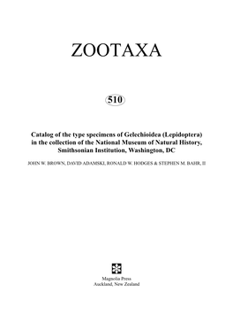 Zootaxa, Lepidoptera, Gelechioidea