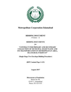 Metropolitan Corporation Islamabad