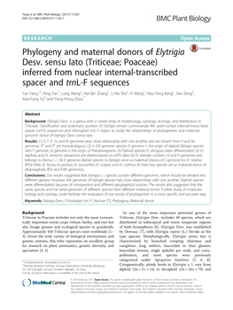 Phylogeny and Maternal Donors of Elytrigia Desv. Sensu Lato (Triticeae