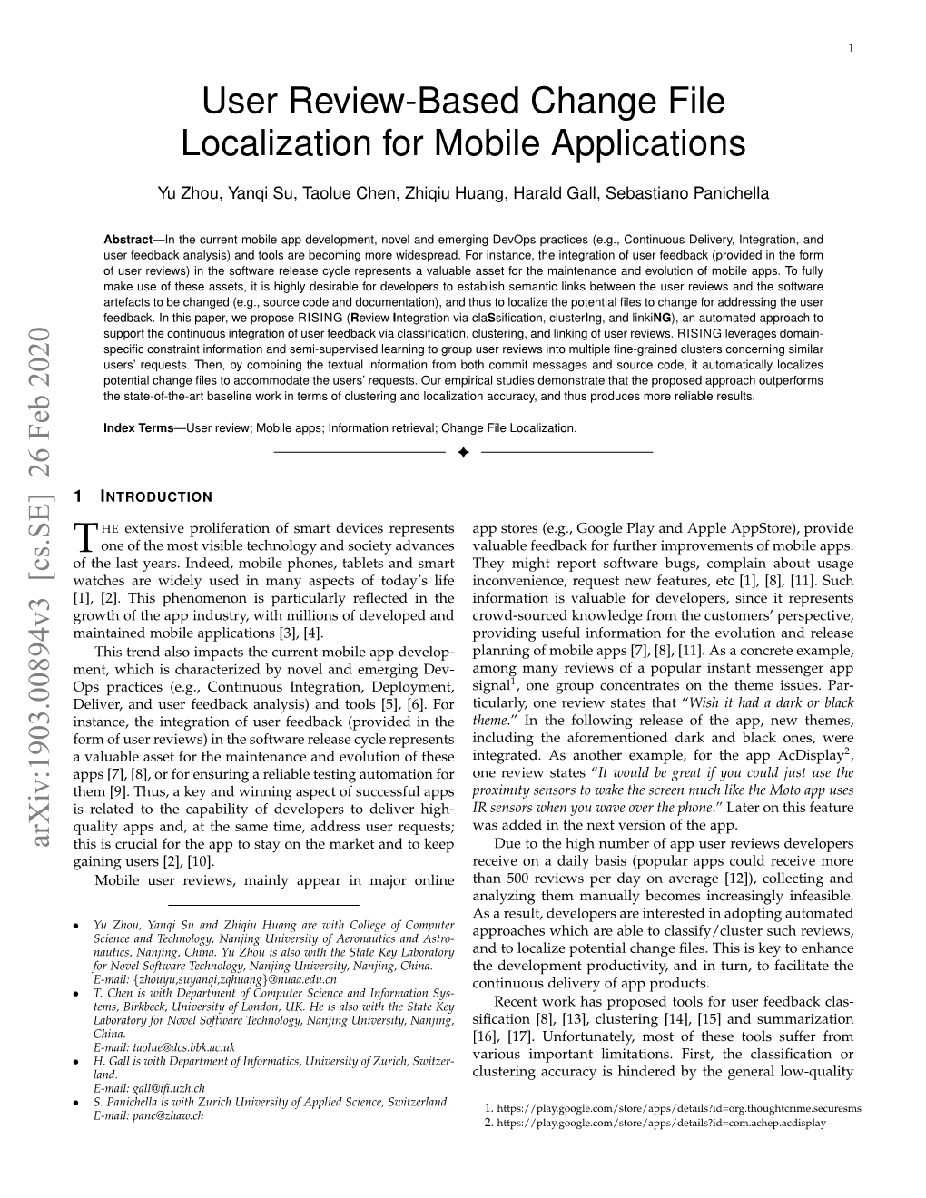 User Review-Based Change File Localization for Mobile Applications