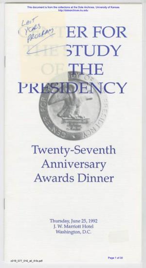Twenty-Seventh Anniversary Awards Dinner