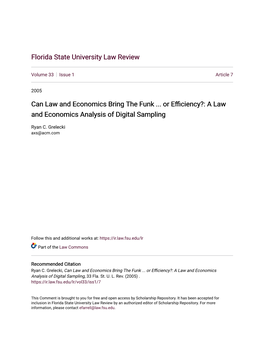 Can Law and Economics Bring the Funk ... Or Efficiency?: a Law and Economics Analysis of Digital Sampling
