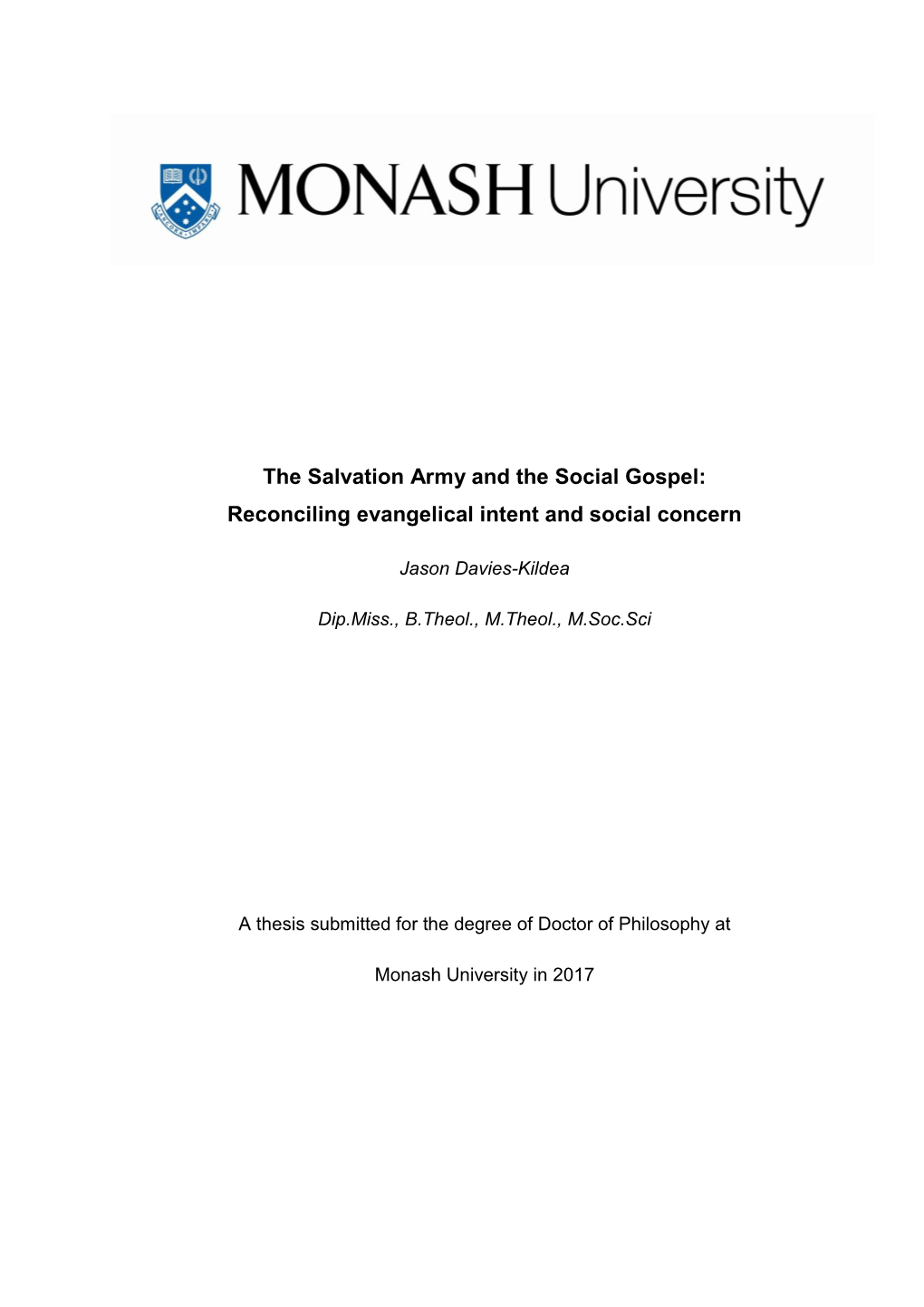 The Salvation Army and the Social Gospel: Reconciling Evangelical Intent and Social Concern