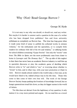 Why (Not) Read George Borrow ?