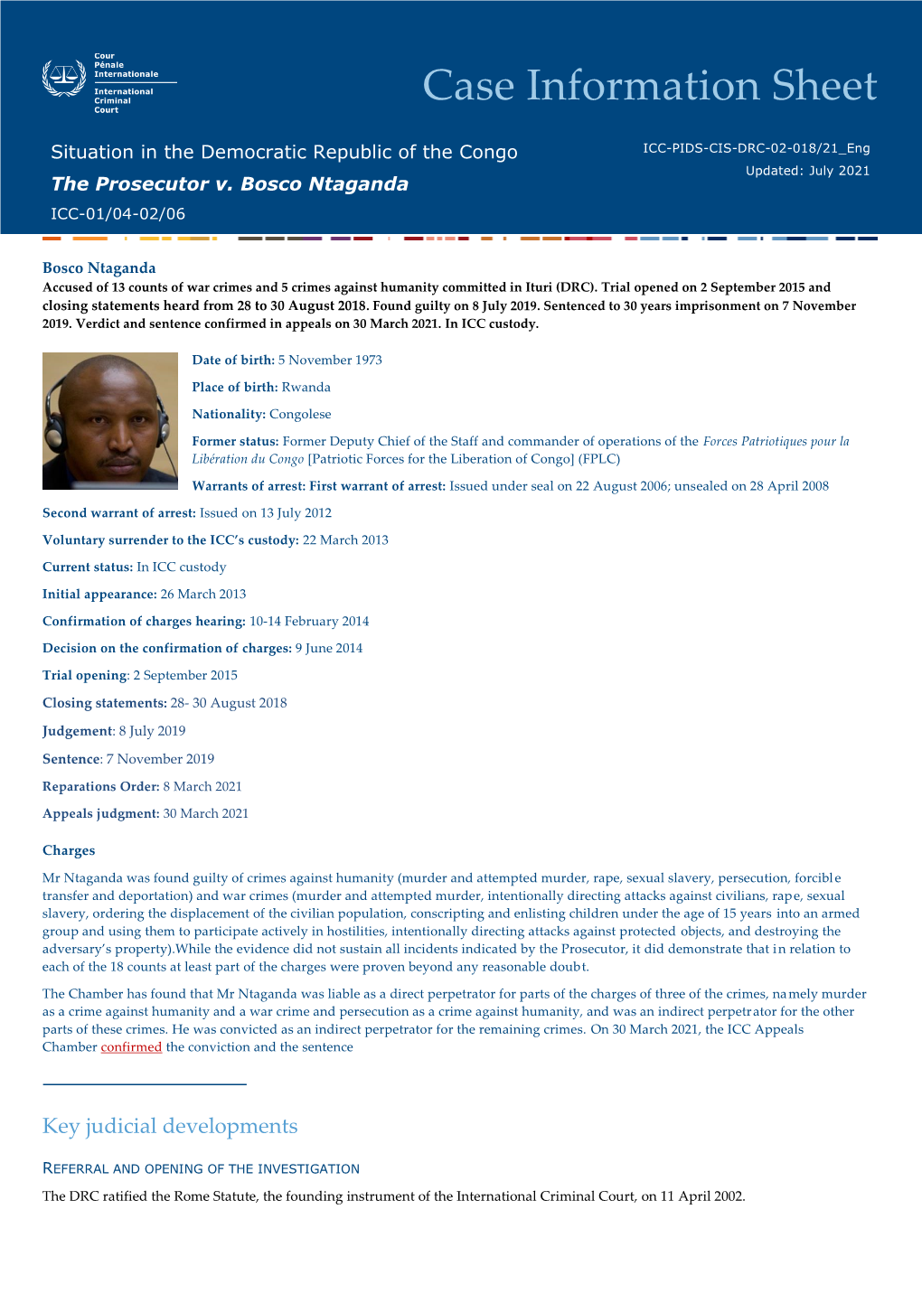 The Prosecutor V. Bosco Ntaganda ICC-01/04-02/06