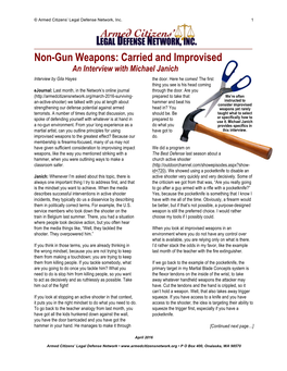 Non-Gun Weapons: Carried and Improvised an Interview with Michael Janich Interview by Gila Hayes the Door