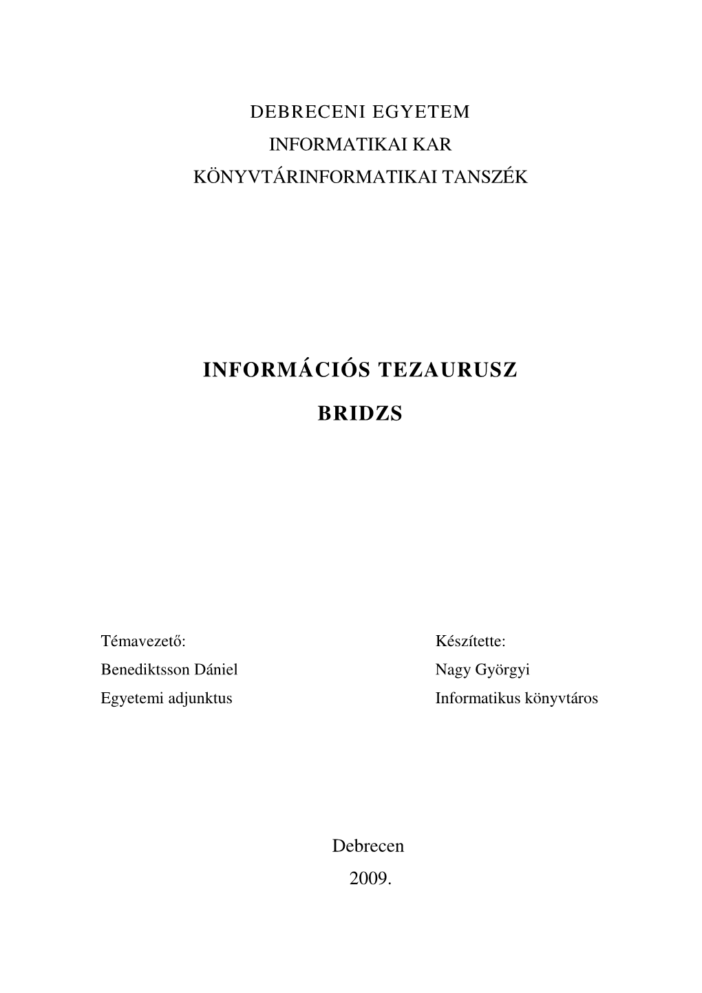 Információs Tezaurusz Bridzs