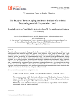 The Study of Stress Coping and Basic Beliefs of Students Depending on Their Superstition Level