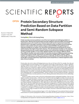 Protein Secondary Structure Prediction Based on Data Partition